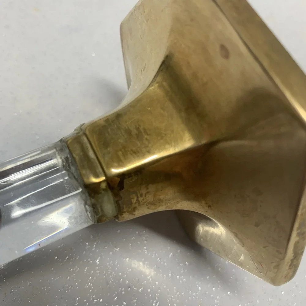 Vintage Party Lite Brass Lucite Candlestick Holders Pair 7" Romantic READ - Picture 9 of 16